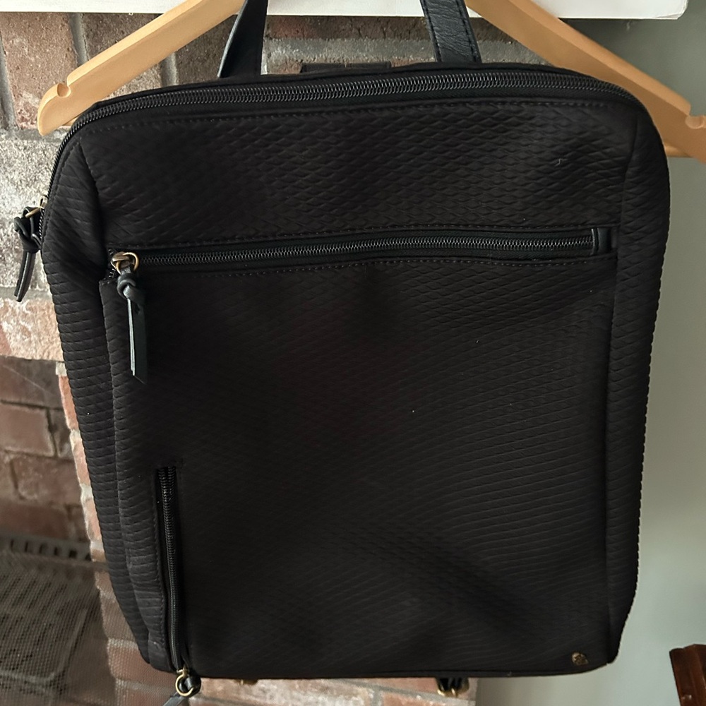 Black Textured Women’s Backpack